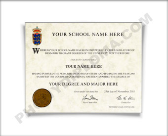 Fake Diploma from Denmark University Denmark D